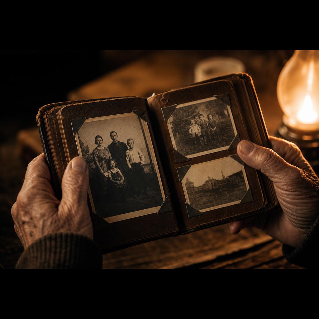 Elderly hands holding a photo album